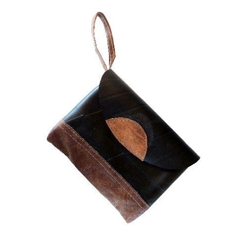 Recycled Rubber Clutch w/ No-kill Leather Accents