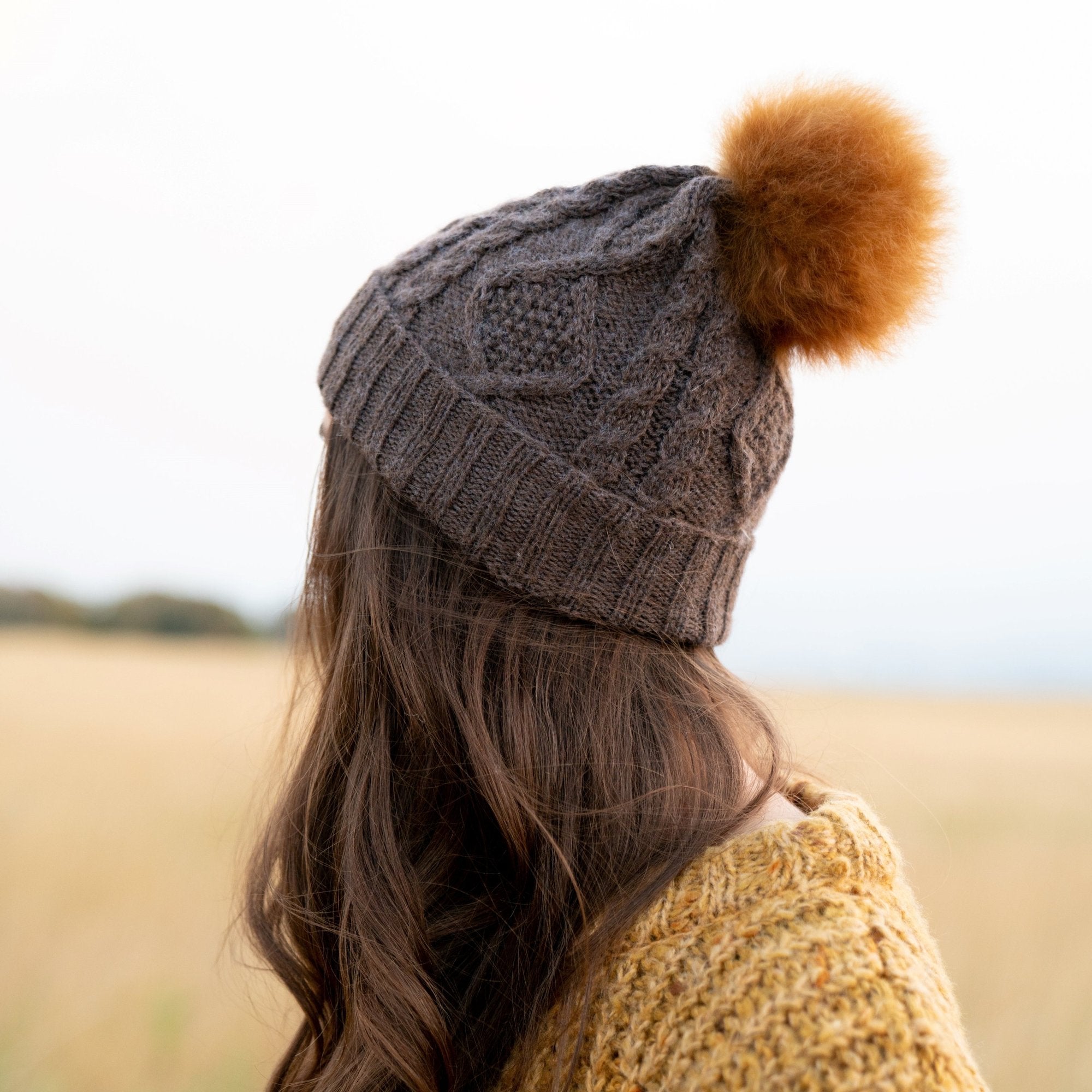 Alpaca Hat - Braided Pom