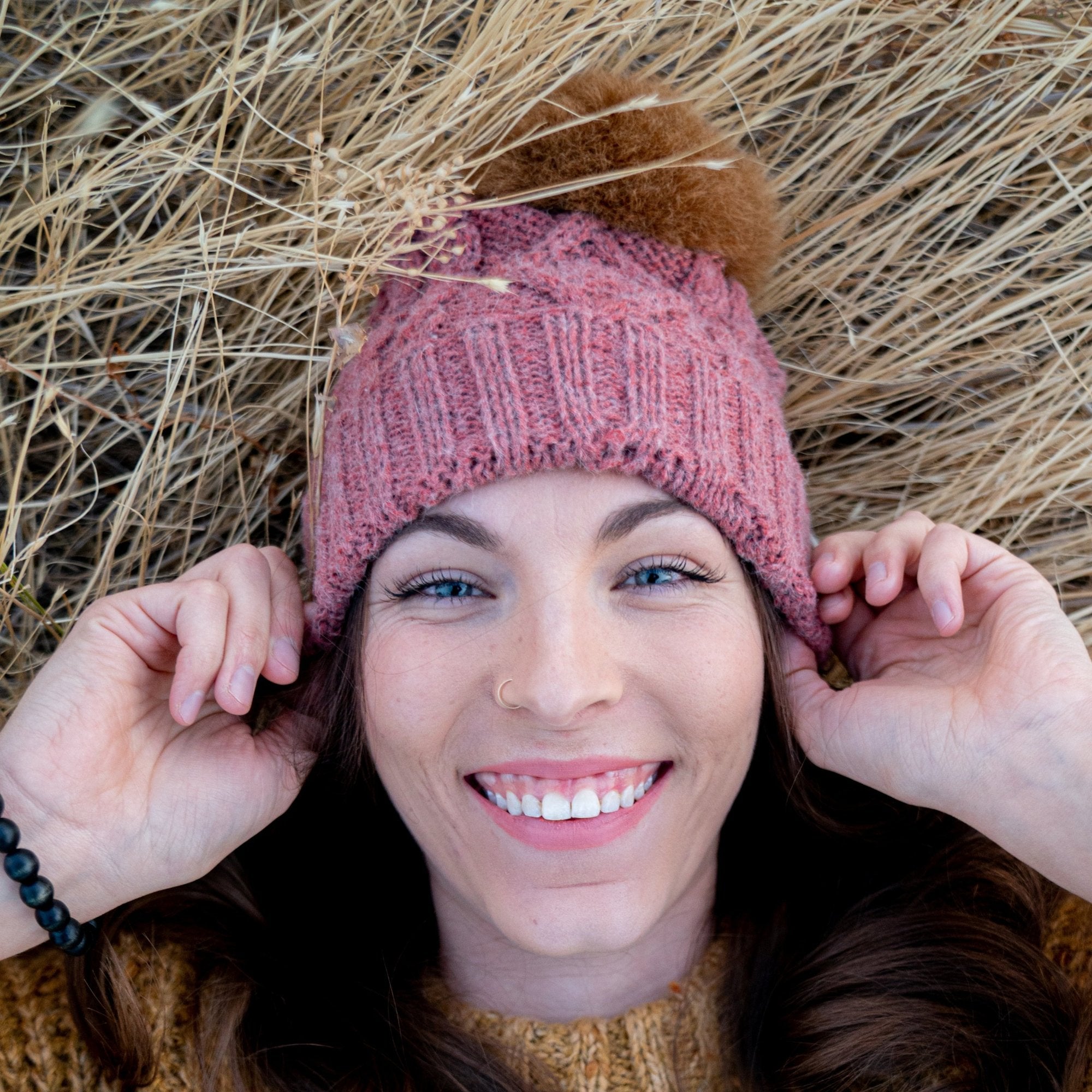 Alpaca Hat - Braided Pom